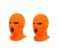 2PCS 3 Holes Full Face Mask Ski Mask Winter Cap Balaclava Outdoor Beanie Tactical Hat, Orange - 2pcs, One size