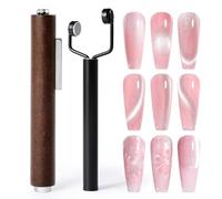 2PCS 3-in-1 Cat Eye Nail Magnet Set, Wooden Handle Magnetic Pen & Y-Shaped Double-Head Wand for 3D Cateye Effects, Professional Manicure Tools for Gel Polish, Ideal for Salon & DIY Nail Art at Home