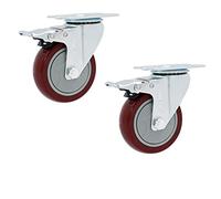 2Pcs 3-Inch Medium PVC Directional Casters with Brake - Portable Industrial Wheels for Trolleys, Heavy-Duty Swivel Casters for Easy Mobility and Stability