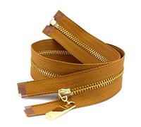 2Pcs 3# Metal Open End Zippers 40/70cm Gold Teeth Long Zip Closure for Sewing Bags Down Jacket Zipper,Light Tan