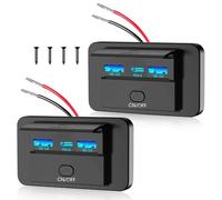 2PCS 3 Ports 12V RV USB Outlet 72W, Gibbab Dual USB QC3.0 36W & PD3.0 Type-C Quick Charge 36W Panel Wall Mount, Automotive Car USB Socket Charger Adapter for RV Marine Boat Bus ATV Motorcycle Truck