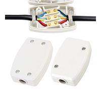2pcs 3 Terminal Electrical Junction Box,13Amp 250V Durable Waterproof Cable Connector,Universal Electrical Project Box,Ideal for Outdoor and Indoor Power Wiring,Automotive Applications(Grey)