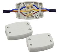2pcs 3 Terminal Electrical Junction Box 13Amp 250V Waterproof Electrical Junction Box Universal Outdoor Indoor Power Wiring Solution Ideal for Automotive Electrical Projects Easy Installation (Grey)