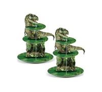 2Pcs 3 Tier Cupcake Stand Party Decorations Dinosaur Theme Cupcake Holder Decorations Dinosaur Dessert Tower for Kids
