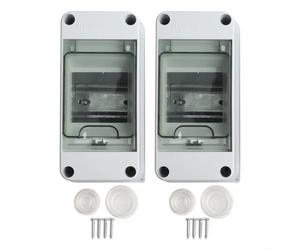 2PCS 3-Way Power Distribution Box IP65 Weatherproof Junction Box for DIN Rail, Outdoor Electrical Enclosure with Quick-Release Lid, White ABS Circuit Protection Case