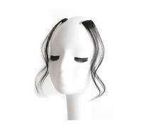 2PCS 30-35CM Long Side Air Bangs, Natural Curly Clip in Bangs Front Side Bangs for Women Daily Use Fake Fringe Clip in Hair Extensions Accessories Hair Extensions for Daily Wear(Brown black,30cm)