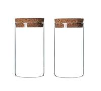 2Pcs 300ml/10oz Empty Clear Glass Bottles with Cork Stopper - Refillable Dry Food Goods Storage Container Vial Jars for Flower Tea Dry Fruit Nuts Candy Seasoning and Other Small Items