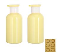 2Pcs, 300ML Empty Plastic Pump Bottles Dispenser - Apstaqeoo Portable BPA-Free Cylinder Shampoo Lotion Hand Pump Bottle Durable Body Wash Liquids Refillable Containers for Kitchen Bathroom (Yellow)