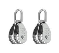 2PCS 304 Double Pulley Wheel Roller Versatile M20 Double Pulley Block 360° Degree Rotable Heavy Duty Double Wheel Swivel Lifting Pulley for Block and Tackle Pulley System