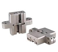 2PCS 304 Stainless Steel Hidden Hinges Four Size Invisible Concealed Folding Door Hinge for Kitchen Furniture Hardware for Doors(34x140mm)