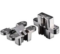 2PCS 304 Stainless Steel Hidden Hinges Four Size Invisible Concealed Folding Door Hinge for Kitchen Furniture Hardware for Doors(28x117mm)