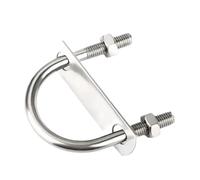 2pcs 304 Stainless Steel Round U-bolts Pipe Clamps, M10 U Tube Fixed Buckle with 3mm Plate and Nuts(M10x50x150mm)