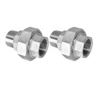 2pcs 304 Stainless Steel Threaded Connectors High Pressure Internal and External Union Fittings DN8-DN25 Resistant Pipe Joint for Petrochemical Shipbuilding Municipal(DN20)