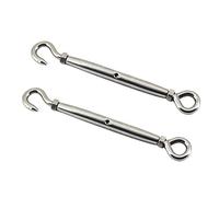 2Pcs 304 Stainless Steel Turnbuckle Wire Tensioner M8, Medifier Heavy Duty Wire Rope Cable Tension Adjustable Tensioner Loop Hook