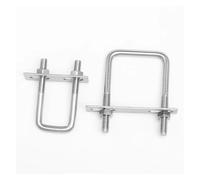 2Pcs 304 Stainless Steel U-Hoop Clamp Right Angle U-Shaped Pipe Screw for Pipe Fixing(M8x70x180mm)