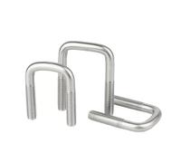 2PCS 304 Stainless Steel U-Shaped Screw Right Angle Square Clamp Pipe Fixing Bolt M6/M8 Pipe Fixture(M6X20X45)