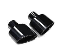 2pcs 304 Stainless Steel Universal Car Exhaust Tailpipe 140mm Outlet Rolled Oval Slant Muffler Tail Pipe For Auto Cars(Black)