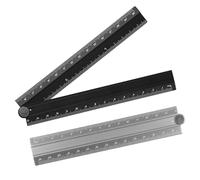 2Pcs 30cm Foldable Straight Ruler 90 Folding Aluminum Angle Ruler Angle Measure Stationery Rulers for Architects Artists Office Machine-Made Glass Making Black, Grey