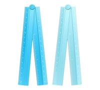 2PCS 30cm Folding Straight Rulers, Metric Aluminum Alloy Protractor Foldable Angle Ruler Geometric Measuring Tool for Architects, Artists, Office(Peacock Blue/Sky Blue)