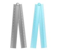 2PCS 30cm Folding Straight Rulers, Metric Aluminum Alloy Protractor Foldable Angle Ruler Geometric Measuring Tool for Architects, Artists, Office(Gray/Sky Blue)