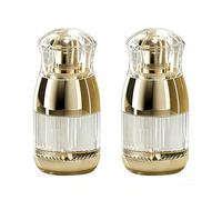 2Pcs 30ML/1OZ Empty Clear Plastic Lotion Pump Dispenser Bottles with Gold Pump Head Refillable Round Foundation Cream Emulsion Cosmetic Makeup Storage Containers Vials Jars