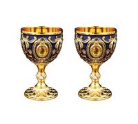 2Pcs 30ml Wine Glasses Vintage Medieval Goblet Drinking Glass Drinking Cup Communions Party Household Dining Gift Drink Cup Metal Wine Glass Decoration