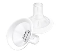 2pcs 30mm Soft Flanges, 106 Degree Wider Opening Angle with Soft Rim Shield for Medela Breast Pump, PersonalFit, Freestyle, Maxflow, Freestyle Flex Swing Maxi Connector, Lansinoh Signature Pro