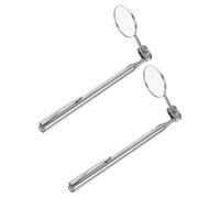 2pcs 30mm Stainless Steel round Swivel Inspection Mirror | 360° Rotating Mirror Head, HD Coated Glass Surface, Pocket-sized Design for Machinists and DIY Users