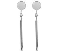 2pcs 30mm Telescopic Inspection Mirror, round Stainless Steel Tool | 360° Rotating Head, Length Locking Handle, Flexible Angle Adjustment, Silver Finish, for Hvac Units, Machinery