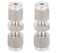 2Pcs 316 Stainless Steel Compression Fitting, Straight Double Ferrule Tube Adapter, High Pressure Resistant No - Weld Connection for Gas Liquid Oil Lines in Petrochemical (F1/8)