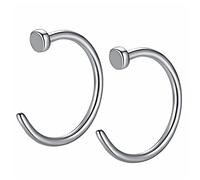 2pcs 316l Surgical Steel Open Nose Hoop Faux Fake Nose Rings 20 Gauge 8mm Nostril Piercing Jewelry Silver Stainless Steel 20g Women Men Lip Septum Body Jewelry