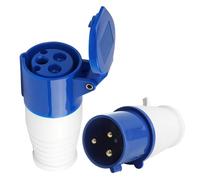 2PCS 32Amp Plug Socket, 32Amp Industrial Connector 1-Phase 3 Pin Plug Waterproof Explosion-Proof IP44 32A 220-250V 2P+E Socket Connector with Male/Female Locking Mechanism for Construction Industry