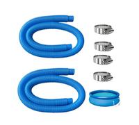 2Pcs 32mm Pool Pump Hose Replacement Garden Outdoor Water Drain Accessories | 59 Inch Long Above Ground Swimming Pond Filter Pump Pipe Kit with 4 Metal Clips (Blue)