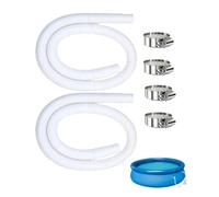 2Pcs 32mm Pool Pump Hose Replacement Garden Outdoor Water Drain Accessories | 59 Inch Long Above Ground Swimming Pond Filter Pump Pipe Kit with 4 Metal Clips (White)