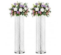 2Pcs 35.43in Tall Metal Wedding Flower Stand Wedding vases , Wedding Decor Flower Centerpiece Road Leads, Elegant Long Whrily Acrylic Crystal Weddings Decoration Table Centerpiece Stands