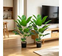 2Pcs 35.4in/90cm Artificial Plants Indoor Fake Plants Decorative Tree Tall Plastic Plants for Office Home Indoor Outdoor Decor
