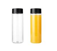 2Pcs 350ml Clear PET Plastic Juice Bottles with Black Lids Empty Smoothie Bottles Reusable Drink Bottle for Storing Juice Milk Homemade Beverages Sugar