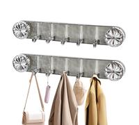 2Pcs 36cm Coat Hooks with 5 Hooks, Wall Mounted Coat Rack Suction Cup