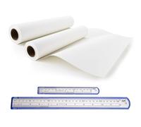2PCs 38cm Wide*25M Long White Drawing Paper Roll and Stainless Steel Ruler Set- Roll of Paper for Painting, Sketching, Easel, Bulletin Board, Wall Art, Gift Wrap (38CM X 25M)