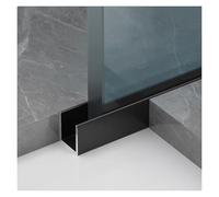 2pcs 39.5" Aluminum Deep U-Channel Shower Door Bottom Guide, Waterproof Glass Retainer for Frameless Shower Enclosure, Wall Ceiling Floor Mounted Profile(Black,10mm(13/32in))