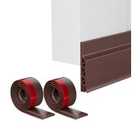2pcs 39inch Door Draught Excluder, Self Adhesive Rubber Bottom Door Seal Door Strip for Soundproof and Energy Saving, Weather Proof Under Door Draft Stopper(Brown)