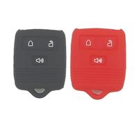 2pcs 3Button Soft Rubber Key Fob Cover Case Protector for Ford E150 E250 E350 F150 F250 F350 Edge Escape Expedition Explorer Focus Fusion Lincoln MKX MKZ Mercury, Black&Red