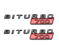 2pcs 3D ABS Car Emblem Badge Sticker - Compatible with Biturbo G700 G800 G900 - Self-Adhesive Trunk Decorative Logo(Black Red 700)