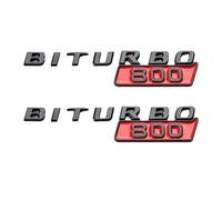2pcs 3D ABS Car Emblem Badge Sticker - Compatible with Biturbo G700 G800 G900 - Self-Adhesive Trunk Decorative Logo(Black Red 800)