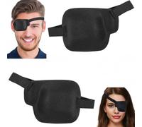 2Pcs 3D Adjustable Eye Patches for Adults - Medical Eyepatch for Lazy Eye, Large Black (Left + Right)