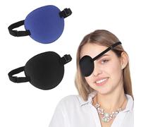 2Pcs 3D Adjustable Eyepatch Soft Right or Left Eye Patches Reusable Single Eye Cover Medical Eye Cover Black Pirate blackout Mask for Amblyopia Strabismus Lazy Eye Adults Cosplay Theme Costume