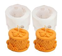 2pcs 3D Bee Honeycomb Candle Molds-Silicone Beehive Pillar Candle Molds with Honeycomb Patterns, Beehive Design for Homemade Beeswax, Resin, and Scented Candles, Candle Making Mold(Honeycomb Mold-9)