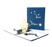 2pcs 3d Birthday Card Handcraft Paper Sculpture Stars Gift Ready | Blue Paper Design, Hollow Carved Detail, Write Messages, for Birthday Celebration and Card Giving