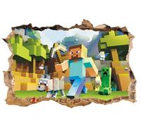 2pcs 3D Broken Wall Wall Sticker Minecraft Wall Sticker Living Room Children's Room Decoration Wall Sticker PVC Sticker 31 * 47cm