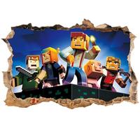 2pcs 3D Broken Wall Wall Sticker Minecraft Wall Sticker Living Room Children's Room Decoration Wall Sticker PVC Sticker 31 * 47cm